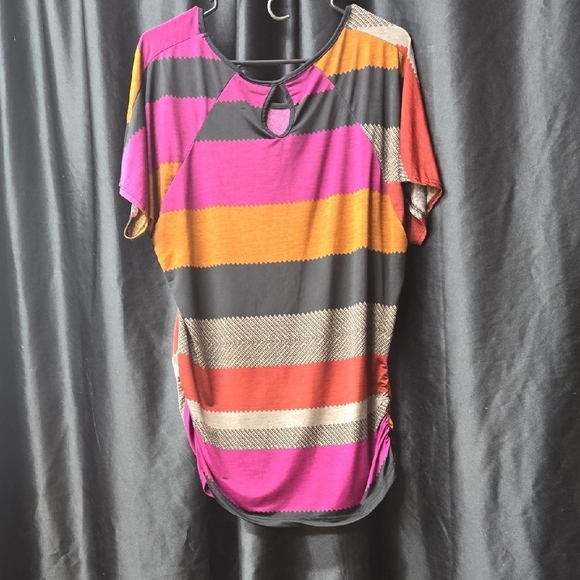 Lavish Vibrant Striped Short Sleeve Top - Picture 6 of 8
